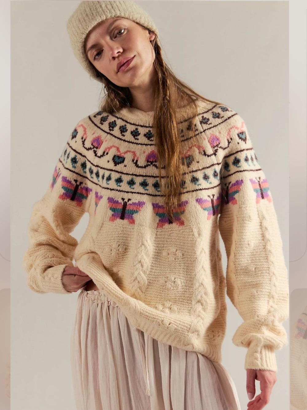 Free People Blooming Bobbles Knit Sweater NWT
